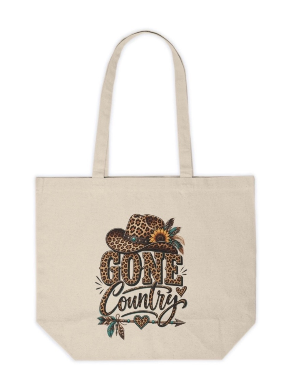Gone Country Leopard Print Western Canvas Tote Bag